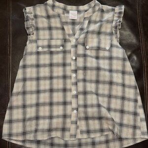 Plaid Button Down Shirt in Cream and Black